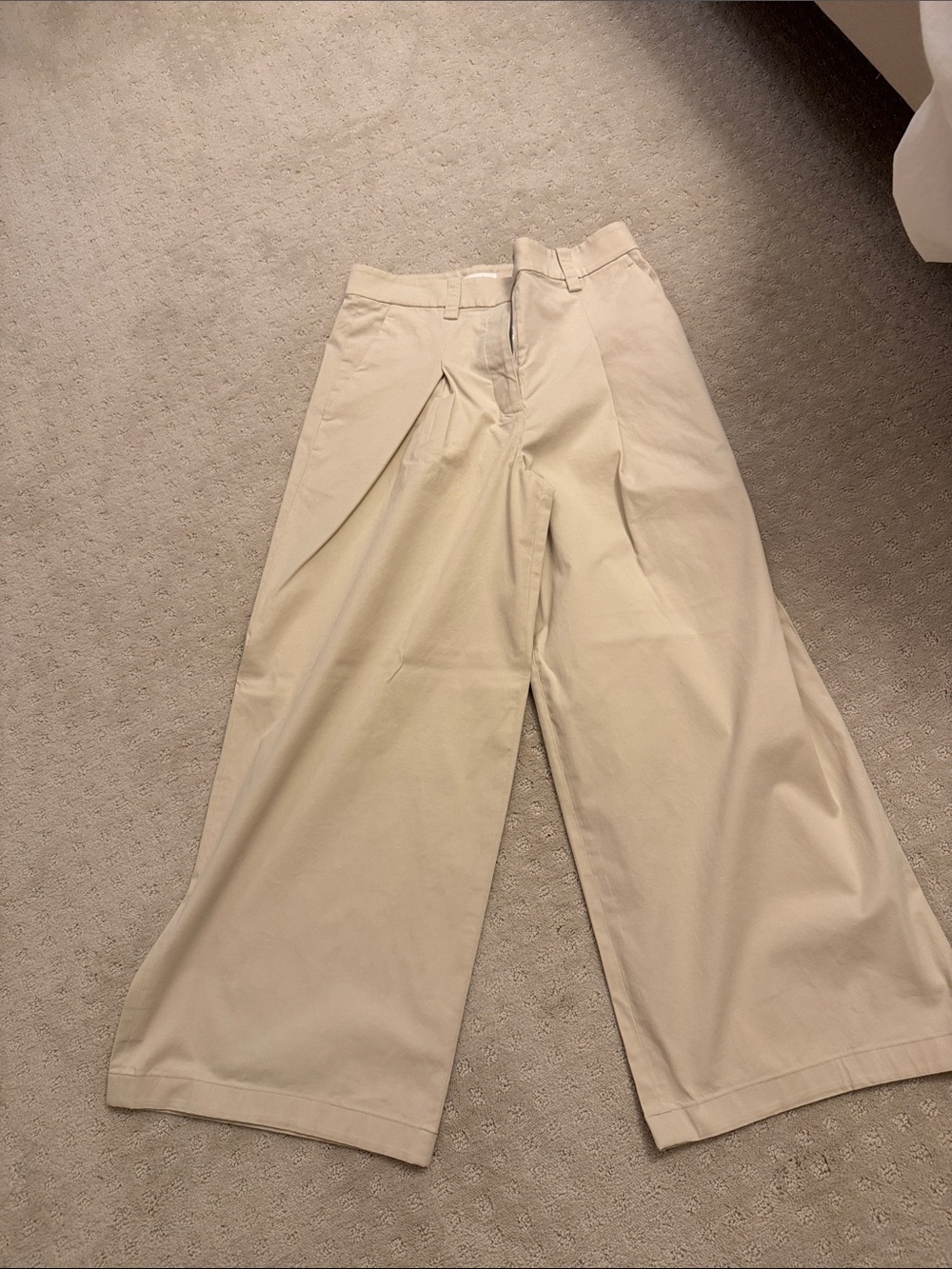 A.L.C. Wide-Leg Pleated Chinos in Cream